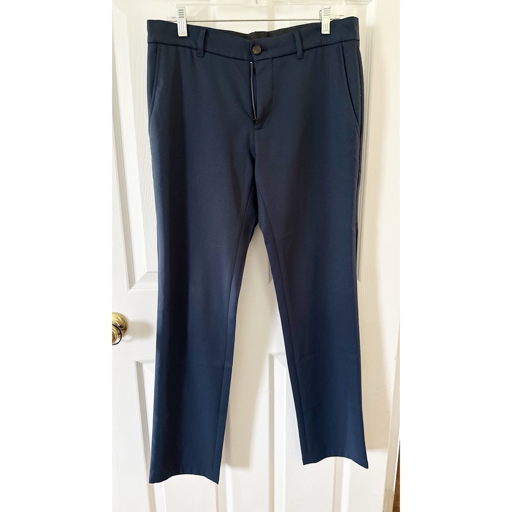 JOS A BANK Slim Fit Travel Tech Stretch Wool Navy Flat Front Dress Pants 32x32